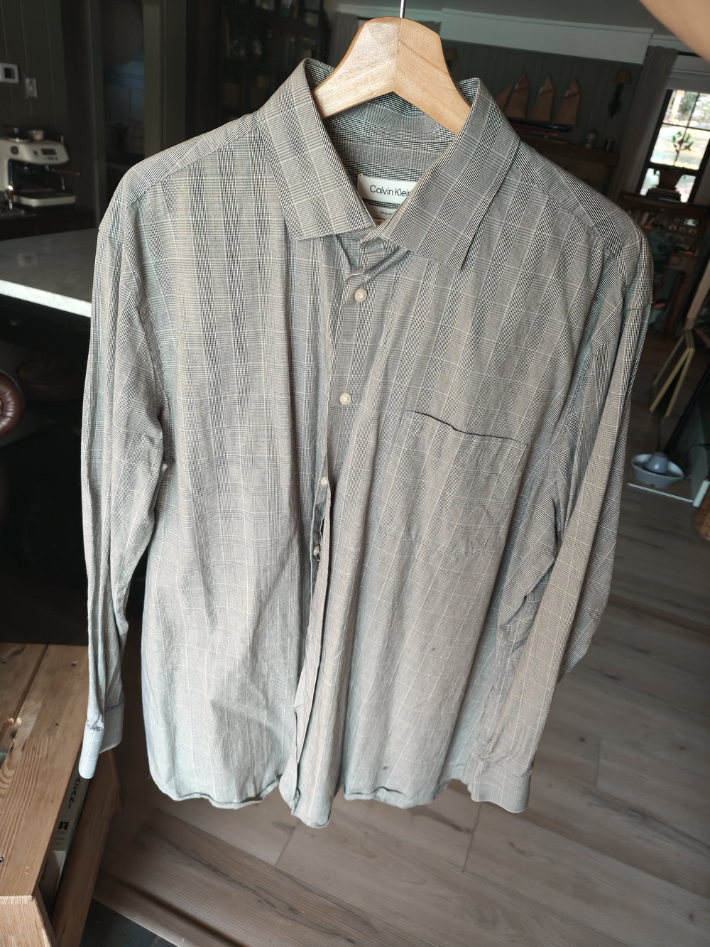 Calvin Klein Men's Grey Plaid Button-Down Shirt